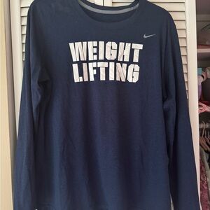 Nike Blue Weight Lifting Long Sleeve Shirt